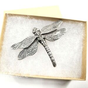 Libelula SEAGULL Pewter DRAGONFLY Brooch Pin Made in Canada